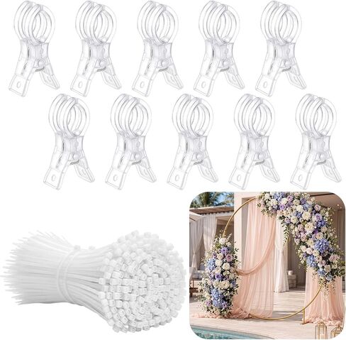 RattanView 10 Pack Large Balloons Arch Clips 3.5 Inch Plastic Heavy Duty Backdrop Clamps with 100 Zip Ties for Garland Frame Background Decoration Balloon Arch Accessories Party Wedding Decor in Kuwait