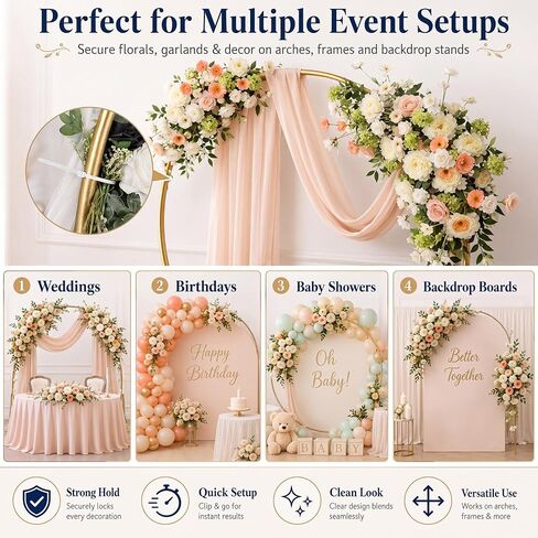 RattanView 10 Pack Large Balloons Arch Clips 3.5 Inch Plastic Heavy Duty Backdrop Clamps with 100 Zip Ties for Garland Frame Background Decoration Balloon Arch Accessories Party Wedding Decor in Kuwait