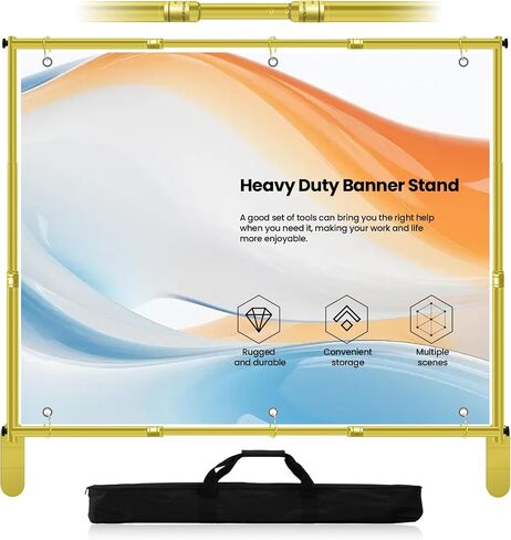 Jiang&Rong 10 x 10ft Heavy Duty Backdrop Stand Kit (Golden) | Adjustable Step and Repeat Banner Stand for Photography, Trade Shows, Photo Booths, Events in Kuwait