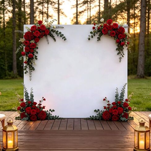 Square Metal Arch Backdrop Stand and Cover Set 6.6x6.6FT Gold Arch Frame with White Cover for Birthday Party Wedding Ceremony Baby Shower Graduation Event Decoration in Kuwait