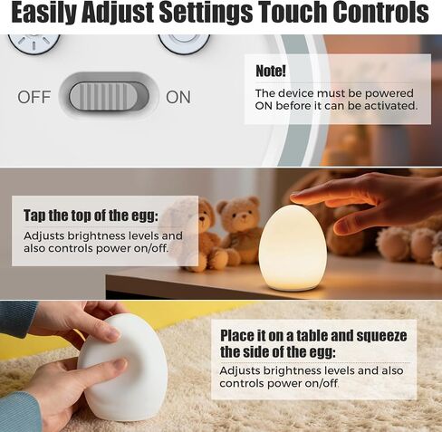 Baby Night Light, Silicone Egg Light for Kids, Portable Touch Night Lamp with 11 Colors Changing, Nursery Night Light for Breastfeeding, BPA Free, Eye Caring, Soft in Kuwait