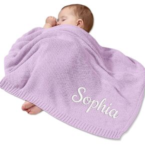 Corissy Personalized Baby Blanket with Embroidered Name, Custom Cotton Swaddle Blankets, Customized Receiving Blanket for Boys Girls, for Newborns (32" W×40" L) in Kuwait
