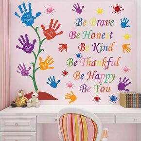 Colorful Inspirational Wall Decals Quotes Be Thankful Be Creative Be Brave Vinyl Paint Splatter Handprint Wall Art Sticker Peel and Stick Wall Decor Motivational Saying Wall Stickers for Kids Bedroom in Saudi Arabia