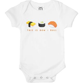 بدلة الأطفال Spunky Stork للجنسين هذه هي الطريقة التي أتدحرج بها من السوشي العضوي المضحك in Kuwait