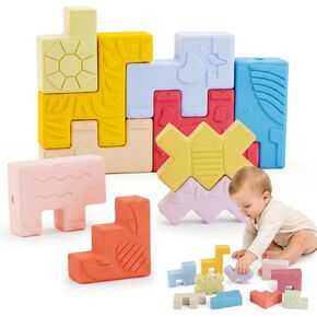 Baby Blocks – Montessori Baby Toys for 6-12 Months 10 Soft & Soft Teething Toy, Shapes, Colors, Animals - One Two Squeeze, Easter Basket Stuffers Toys for 1 2 Year Old Birthday Gifts in Kuwait