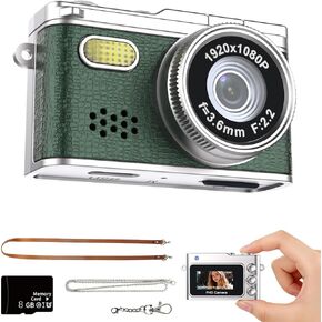 Mini Digital Camera with 0.96 in LCD Screen 1080P 8GB Card Feel of Old 90s Photographs, Keychain Size, Birthday Gifts (Brown) in Saudi Arabia