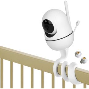 حامل شاشة الأطفال iTODOS متوافق مع HelloBaby HB65/HB66/HB248، وكاميرا مراقبة الأطفال ANMEATE SM935E، حامل ملتوي متعدد الاستخدامات بدون أدوات أو تلف الجدار - أبيض in Kuwait