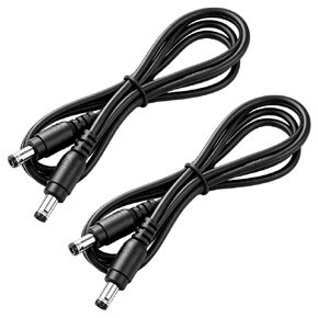 2Pcs DC Power Cable 12v DC Extension Cord 2.1mm x 5.5mm | Male to Male Power Adapter 12v Powers Extension Cable for LED Strip, Camera, DC5521 Jack Cables, Black in Saudi Arabia
