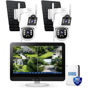 Solar Security Cameras Wireless System with 12" Monitor, 4MP | 16CH NVR, 500G HDD, 360° Auto Tracking, WiFi6 Outdoor Cameras, Color Night Vision, Two-Way Talk, No Monthly Fee in Saudi Arabia