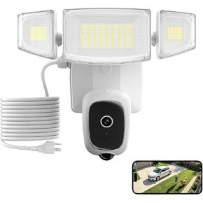 iMaihom 2K Floodlight Camera with Plug-in Power Cable, 3000LM Security Outdoor Cam with Motion-Activated, Color Night Vision, 2-Way Audio, Siren, 24/7 Recording, IP65, 5G/2.4G WiFi, Works with Alexa in Kuwait
