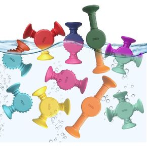 BUNMO Bath Toys Suction - Connect, Build, Create - Bath Toys - Hours of Fun & Creativity - Fine Motor Skills - Stimulating Sensory Toys - Non-Mouthable Toy 3+ - Color Changing 10 Pack in Kuwait