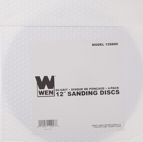 WEN 12SD80 12-Inch 80-Grit Adhesive-Backed Disc Sandpaper, 4-Pack in Kuwait