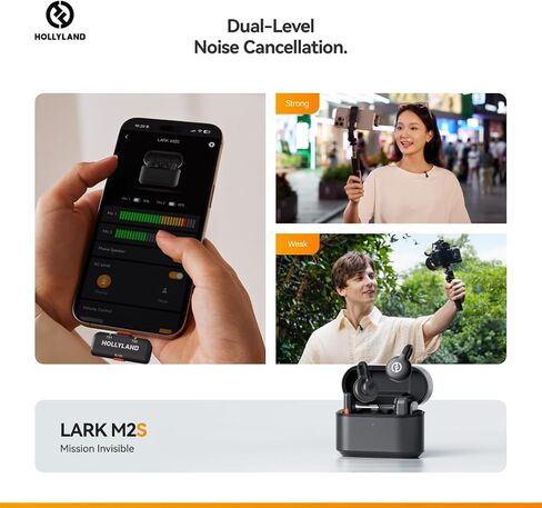 Hollyland Lark M2S Combo Wireless Microphone for Camera, iPhone, Android & PC, Camera RX + USB-C RX + Lightning Cable, Noise Cancelling, 30H Battery, Includes 13" Foldable Tripod & 16GB MicroSD Card in Kuwait