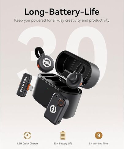 Hollyland Lark M2S Combo Wireless Microphone for Camera, iPhone, Android & PC, Camera RX + USB-C RX + Lightning Cable, Noise Cancelling, 30H Battery, Includes 13" Foldable Tripod & 16GB MicroSD Card in Kuwait