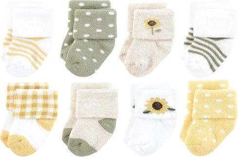 Hudson Baby Infant Girl Cotton Rich Newborn and Terry Socks, Sunflower, 6-12 Months in Kuwait