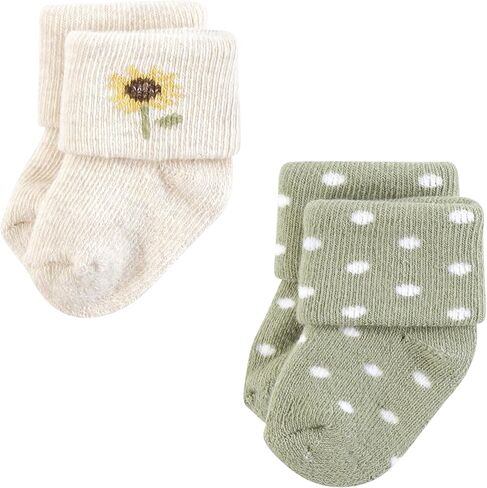 Hudson Baby Infant Girl Cotton Rich Newborn and Terry Socks, Sunflower, 6-12 Months in Kuwait