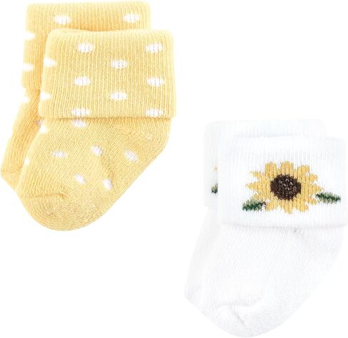 Hudson Baby Infant Girl Cotton Rich Newborn and Terry Socks, Sunflower, 6-12 Months in Kuwait