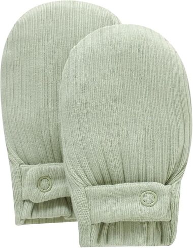Baby Newborn No Scratch Mittens Stay On Cotton Gloves 0-12 Months | Organic Cotton, Adjustable 2 Snap, Soft & Breathable, with Elastic Wrist, Infant Boy Girl Must Haves Essentials, Shower Gifts in Kuwait
