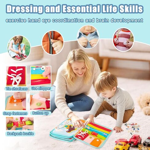 Busy Book for Toddlers 1-3, Montessori Toys Busy Board for Boy Girl Gifts | Quiet Activity Books for Baby, Toddler Travel Toys for Car Airplane, Learning Fine Motor Skills in Kuwait