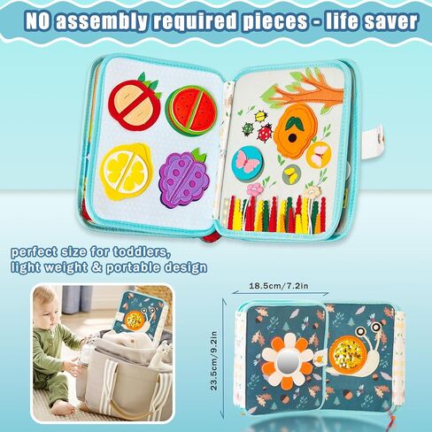 Busy Book for Toddlers 1-3, Montessori Toys Busy Board for Boy Girl Gifts | Quiet Activity Books for Baby, Toddler Travel Toys for Car Airplane, Learning Fine Motor Skills in Kuwait