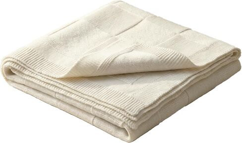 Knit Baby Lightweight Summer Throw Blanket Cable Soft Swaddle for Infant Boys Girls 32x35inch-Eyelet White in Kuwait
