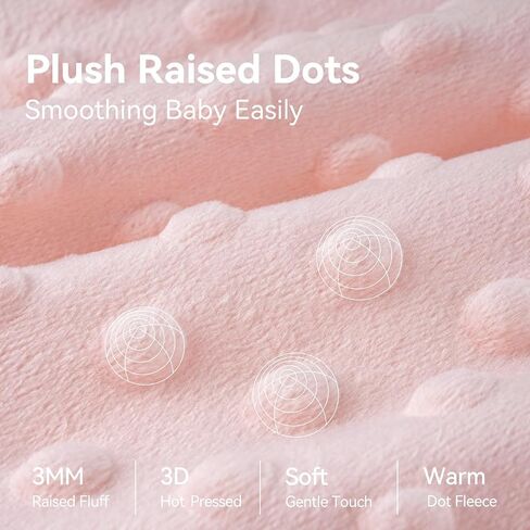 Unnivoll Fleece Baby Sleep Sack 6-12 Months with Plush Dots 1.5 Tog Baby Wearable Blanket with 2-Way Zipper Warm Sleeping Sack for Toddler Infant Newborn - Medium, Pink in Kuwait