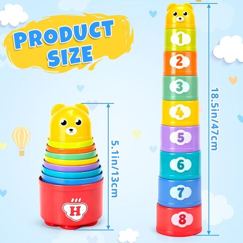 Stacking Cups for Babies 6-12 Months, Baby Stacking Cups Toys for Toddlers | Stacking Blocks for Toddlers 1-3, Stacking Cups & Teething Toy for Babies 6-12 Months Montessori Educational or Bath Fun in Kuwait