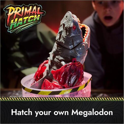 Primal Hatch Megalodon Hatching Shark Egg Interactive Toy | 16-inch Toy Shark, Lights & Sounds, Repeat & Hatch Again, Interactive Chomping Mechanism, Gifts for Kids Ages 5+ in Kuwait