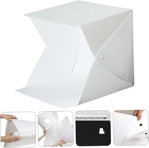 Kisangel 20cm Mini LED Light Tent Portable Foldable Photography Softbox with 2-Color Backdrops Small Photo Studio Box for Product Photography and Shooting in Kuwait