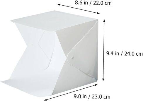 POPETPOP 20cm Portable Folding Photography Light Box Tent with Dual LED Light Strips with 6 Colored Backdrops for Product Studio Shooting in Kuwait