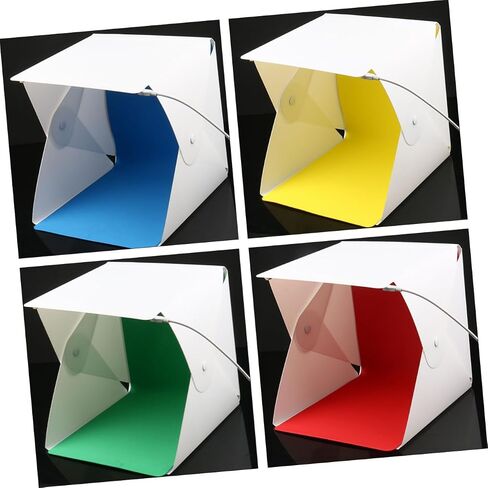 POPETPOP 20cm Portable Folding Photography Light Box Tent with Dual LED Light Strips with 6 Colored Backdrops for Product Studio Shooting in Kuwait