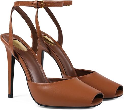 Womens Square Peep Toe Stiletto High Heels Ankle Strap Kitten Heels Sandals Backless Buckle Dress Party Fashion Shoes in Kuwait