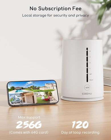 COOAU 4MP Solar Security Camera Wireless Outdoor System with a 64GB Card | No Subscription Fees, Dual-Band 5G & 2.4G Wi-Fi 6, High-Power Solar Panels, 360° Whole-Home Monitoring in Large Homes in Kuwait