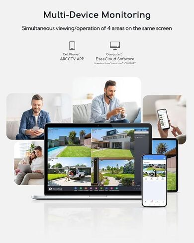 COOAU 4MP Solar Security Camera Wireless Outdoor System with a 64GB Card | No Subscription Fees, Dual-Band 5G & 2.4G Wi-Fi 6, High-Power Solar Panels, 360° Whole-Home Monitoring in Large Homes in Kuwait