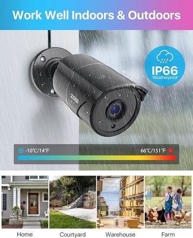 ZOSI 1080p HD-TVI Home Security Camera with Audio,Built-in Mic,Night Vision,1920TVL 2MP Outdoor CCTV Cam Only Compatible with ZOSI 3K Lite Analog DVR in Kuwait
