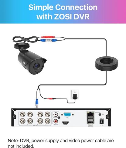 ZOSI 1080p HD-TVI Home Security Camera with Audio,Built-in Mic,Night Vision,1920TVL 2MP Outdoor CCTV Cam Only Compatible with ZOSI 3K Lite Analog DVR in Kuwait