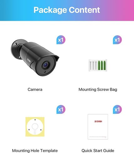 ZOSI 1080p HD-TVI Home Security Camera with Audio,Built-in Mic,Night Vision,1920TVL 2MP Outdoor CCTV Cam Only Compatible with ZOSI 3K Lite Analog DVR in Kuwait