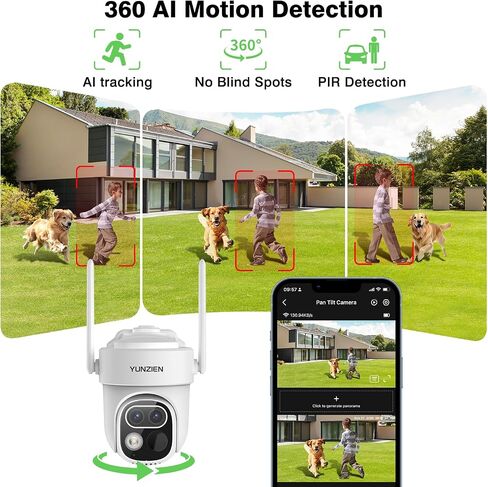 6MP Security Cameras Outdoor Wireless,Solar Powered Dual Lens Home Security Camera System,4-Cam Kit,64GB Local Storage,No Monthly Fee,AI Motion Tracking,2K Color Night Vision,5G & 2.4G WiFi in Kuwait