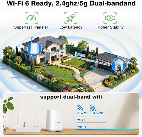 6MP Security Cameras Outdoor Wireless,Solar Powered Dual Lens Home Security Camera System,4-Cam Kit,64GB Local Storage,No Monthly Fee,AI Motion Tracking,2K Color Night Vision,5G & 2.4G WiFi in Kuwait