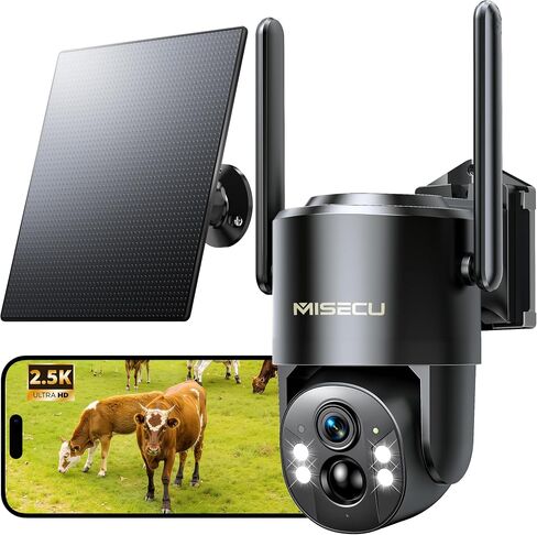 MISECU 4G LTE Cellular Solar Security Camera Wireless Outdoor, No WiFi Solar Powered Outdoor, 2.5K Color Night Vision, AI Motion Detection, 360° PTZ Live View, 2 Way Talk, Built in SIM Card (2 Pack) in Kuwait