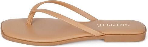 Women Square Toe Leather Flip Flops Lightweight Flat Thong Sandals Summer Beach Vacation Dressy Comfort Slides Tapue 9.5 in Kuwait