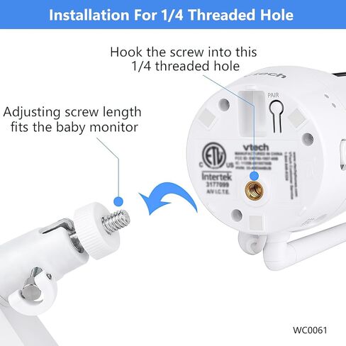 Adjustable Baby Monitor Wall Mount for VTech VM901/VM924/VM923/VM928, Full-Range View and Easy Installation Without Drilling in Kuwait