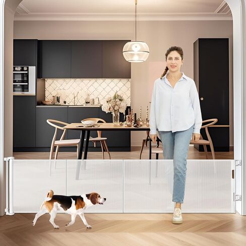 24 Inches Tall Retractable Baby Gates for Doorways, Short Dog Gates to Step Over, Extends up to 55" Wide, Reinforced Mesh Baby Gate for Kids or Pets, Doggie Gates Puppy Gates for The House (Black) in Kuwait