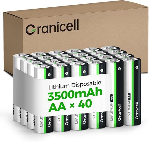 Granicell 120-Pack Lithium AA Batteries | 1.5V for Blink Cameras, Smart Locks Alarms & Tech Devices|10-Year Life Leak-Proof, Extreme-Temp Resistant (Non-Rechargeable) in Kuwait