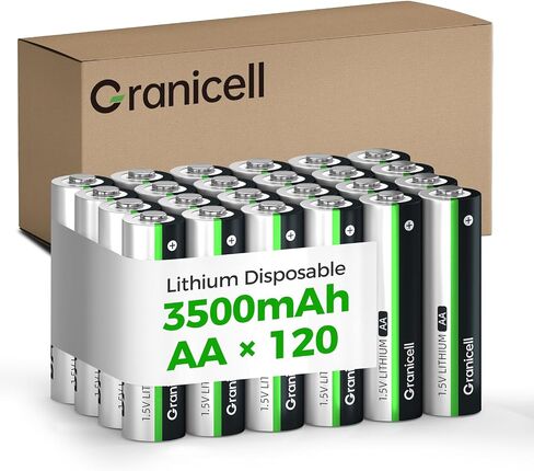 Granicell 120-Pack Lithium AA Batteries | 1.5V for Blink Cameras, Smart Locks Alarms & Tech Devices|10-Year Life Leak-Proof, Extreme-Temp Resistant (Non-Rechargeable) in Saudi Arabia
