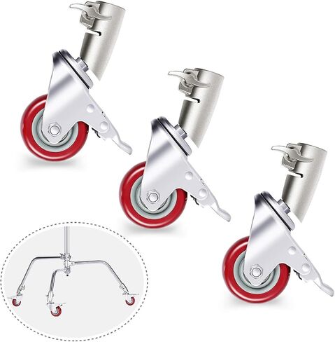 NEEWER 3 Packs Professional Swivel Caster Wheels Set with 75mm Diameter | ONLY Compatible with NEEWER Photography C Stand, Durable Metal Construction with Rubber Base, for Studio Video Shooting in Kuwait