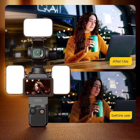 LED Fill Light for DJI OSMO Pocket 3, 800mAh Rechargeable Auxiliary LED Lighting with 6500K 3 Color Temperature and Levels Adjustable, DJI Pocket 3 Accessories Fill Light for Vlog Video Recording (2) in Saudi Arabia