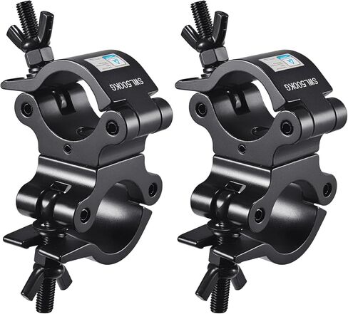 TUV Pro-Swivel Truss Clamp Black 2 inch, 2 Pack Rualin Heavy Duty 500kg Swivel Coupler 50mm Truss Clamps, Dual Head Turn As Needed Two 360 Degree Lighting Clamps, Fit truss OD 48-52mm / 2" in Kuwait