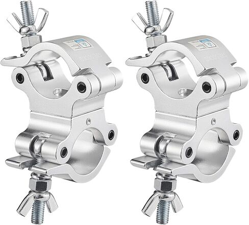 TUV Pro-Swivel Truss Clamp Black 2 inch, 2 Pack Rualin Heavy Duty 500kg Swivel Coupler 50mm Truss Clamps, Dual Head Turn As Needed Two 360 Degree Lighting Clamps, Fit truss OD 48-52mm / 2" in Kuwait