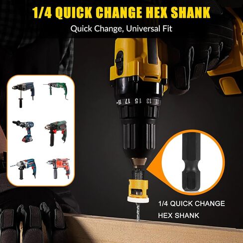 5PCS Countersink Drill Bit Set, Low Friction Depth Stop, 1/8 9/64" 5/32" Drill + 3/8" 82° Counter-Bore, 11/64" 3/16" Drill + 1/2" 82° Counter-Bore, 1/4" Hex Shank, for Woodworking, with Storage Box in Kuwait